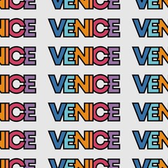 Modern and creative seamless pattern of venice city italy in rainbow colour with black outline for traveler souvenir