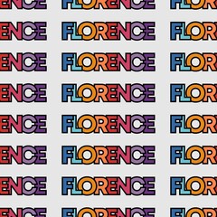 Simple and creative seamless pattern of florence city italy with rainbow colour scheme and black outline on top of light background