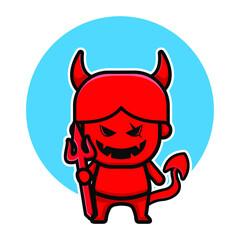 Cute devil cartoon illustration halloween concept vector