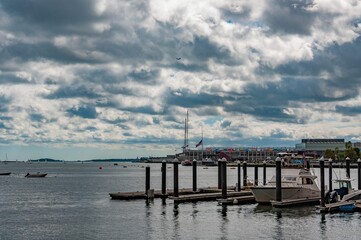 Fototapeta na wymiar The Harbor at Dusk, Boston, Massachusetts, USA