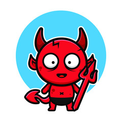 Cute baby devil cartoon illustration halloween concept vector