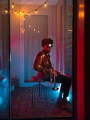 Bare feet trumpet player