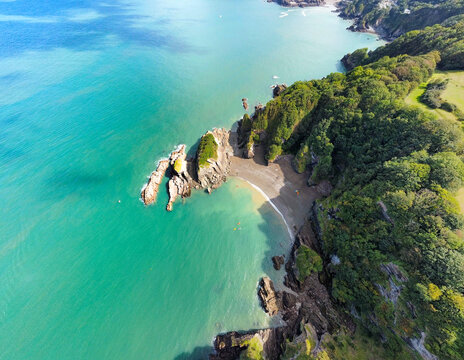Top down shot of Broadsands Beach - Berrynarbor, Devon, England	