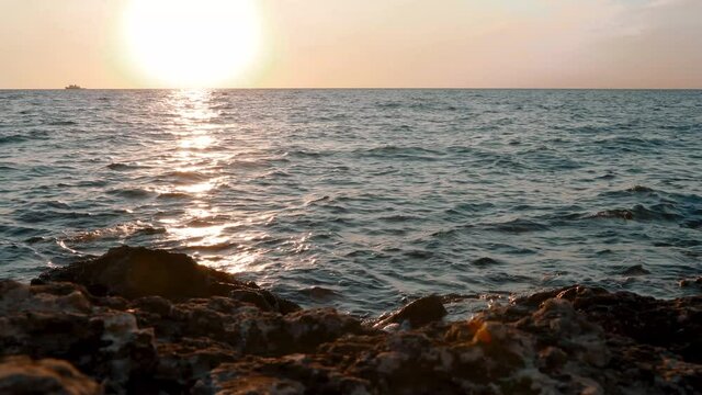 The sun sets in the sea, a beautiful sunset on the Black Sea