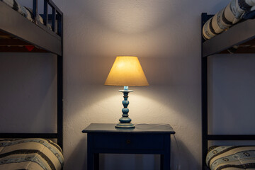 rooms of an old colonial farm in São Paulo, Brazil. With windows and lamp on