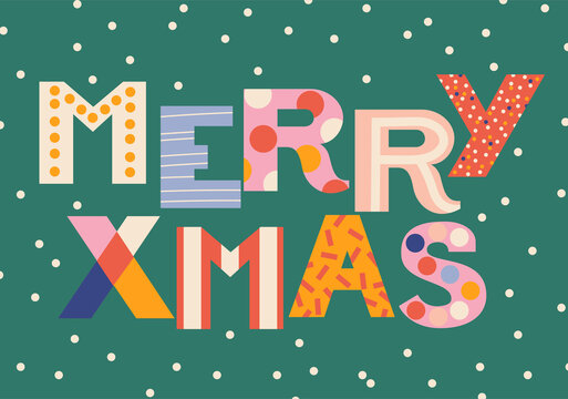 Vector Christmas greeting card or banner with lettering.