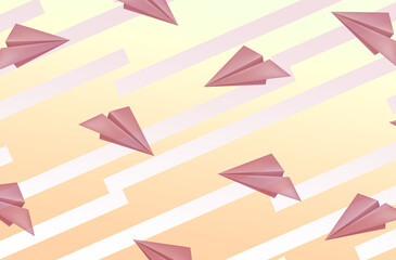 Fototapeta premium background of a collection of paper airplanes with slanted lines