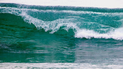 Fototapeta na wymiar Turquoise Cresting Glass Wave in Malibu Surf