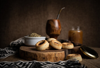 Sweet snacks typical of Argentina accompanied with mate