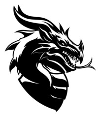 Dragon head black and white