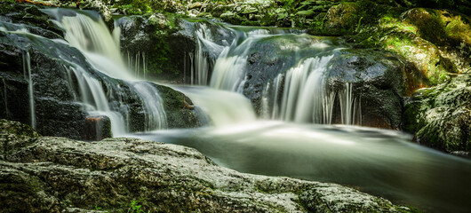 Wasserfall im Wald an einem Wildbach