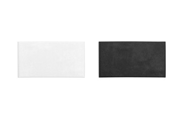 Blank black and white unfolded small towel mockup, top view
