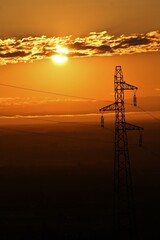 puissance, électricité, énergétique, coucher de soleil, électrique, pylône, ciel, tour,...