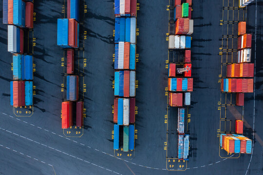 Top View Of Shipping Containers