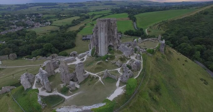 Corfe Castle Ruins in England, UK