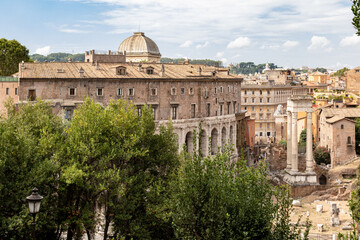 Fototapeta na wymiar Rome: aerial view of Marcellus Theatre, Synagogue and Roman Ruins