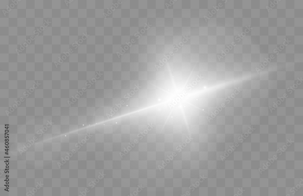 Aufkleber Lens flare vector illustration. Glowing spark light effect isolated on transparent background.