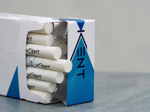 In this photo illustration, a pack of Kent Blue Cigarettes, made by British American Tobacco with a government warning 'Smoking Kills' seen displayed.