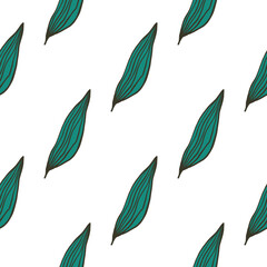 Geometric organic line leaves pattern isolated on white background.