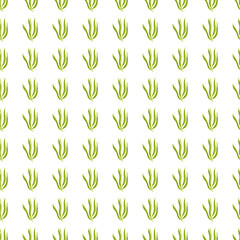 Geometric green seaweeds seamless pattern isolated on white background.