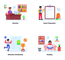 Set of College Education Flat Icons

