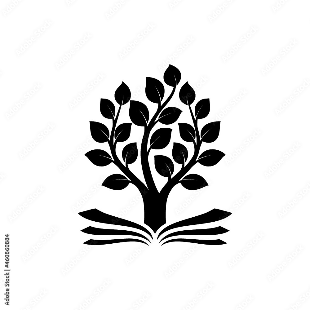 Poster open book with tree icon isolated on white background
