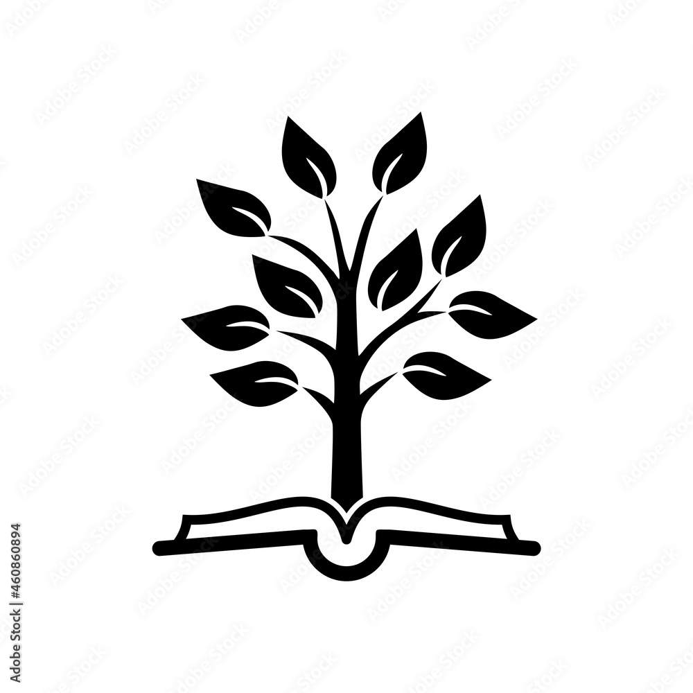 Poster open book with tree icon isolated on white background