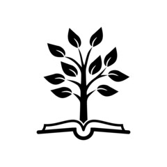 Open book with tree icon isolated on white background