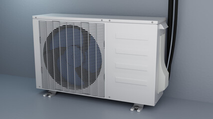 installed outdoor unit of the air conditioner. 3d render