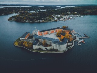 Vaxholm Castle by Drone in Vaxholm, Sweden