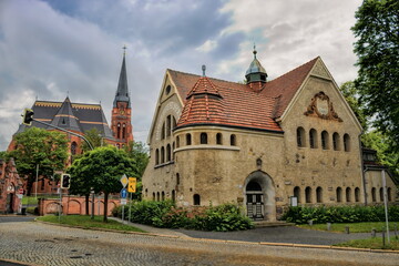 görlitz, deutschland - st. jacobus-kathedrale und heilig-geist-kirche - obrazy, fototapety, plakaty