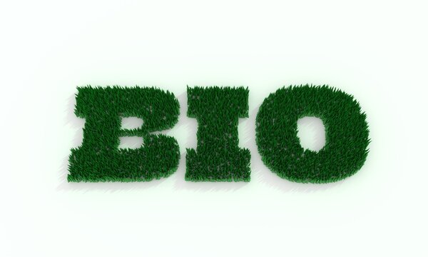 3d green grass and bio single word