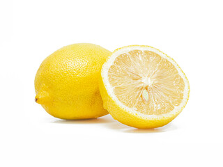 lemon with slice isolated on white