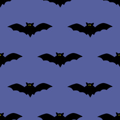 Bright seamless illustration with bats. Vector drawing on the theme of Halloween.