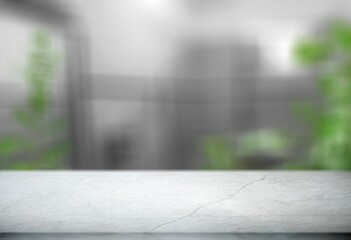 blurred modern interior with marble stone countertop table blur for product display montage