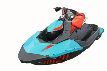 Red and blue jet ski on white background