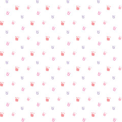 Seamless Pattern with Cartoon Paw Design on White Background
