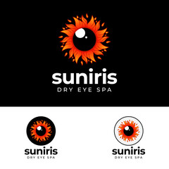 suniris dry eye spa logo,  eye iris creative vector with sun sparks