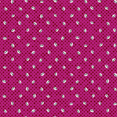 Seamless pattern with cute panda on color background. Funny asian animals. Card, postcards for kids. Flat vector illustration for fabric, textile, wallpaper, poster, gift wrapping paper