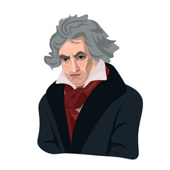 Famous composer Ludwig van Beethoven, vector portrait - obrazy, fototapety, plakaty