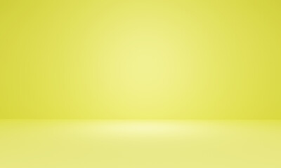3d room or studio background, yellow wall, a yellow gradient in an empty room