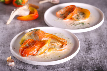 bulgarian pepper in cream and spices