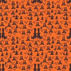 Witch Boots Halloween Seamless Pattern