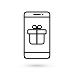 Mobile phone flat design with gift box icon.