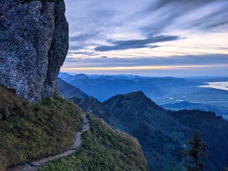 View from the Speer mountain peak in the toggenburch towards Federispitz and the Glarus Alps. Lake Zurich, Rapperswil