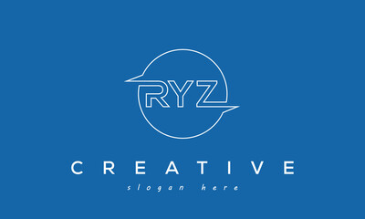 RYZ Letters Icon Logo Design with Circle Border - obrazy, fototapety, plakaty