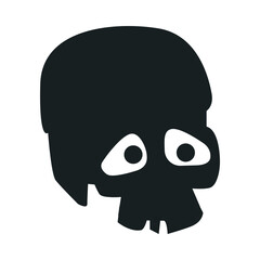 Spooky Black Skull with Wide Open Eyes Vector Illustration