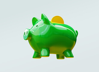 Piggy Bank glossy. Isolated over white background 3d