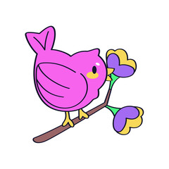 Isolated cute bird on a branch Vector illustration