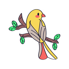 Isolated cute bird on a branch Vector illustration